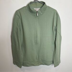 Northern Reflections Sage Green Cotton Full Zip Mock Neck Sweater XL